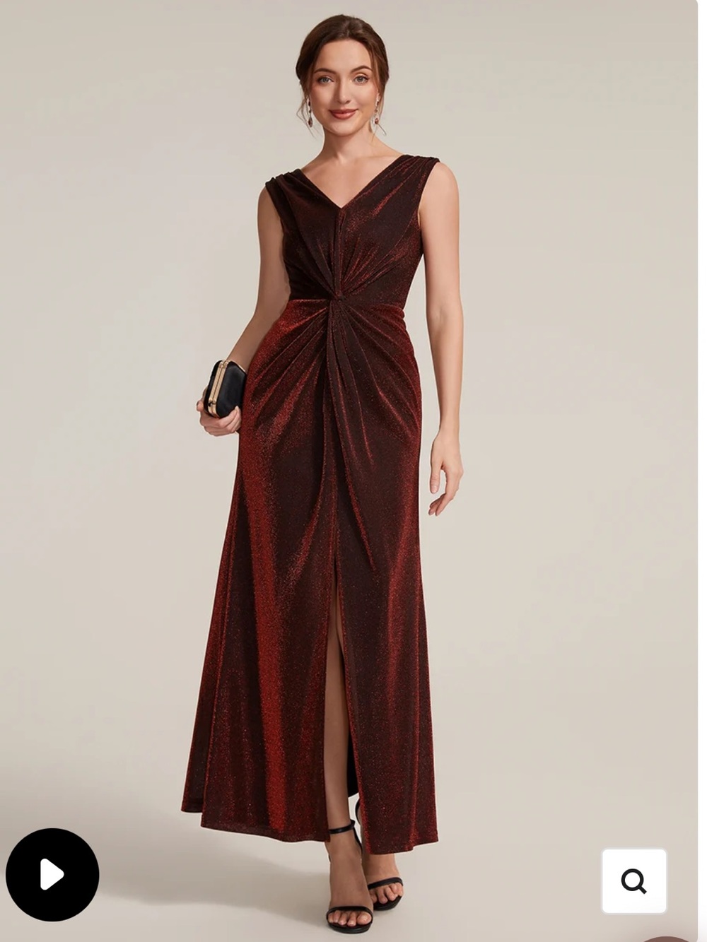 New w tags. Ever Pretty Deep Burgundy Sparkle V-Neck Evening Gown. M
